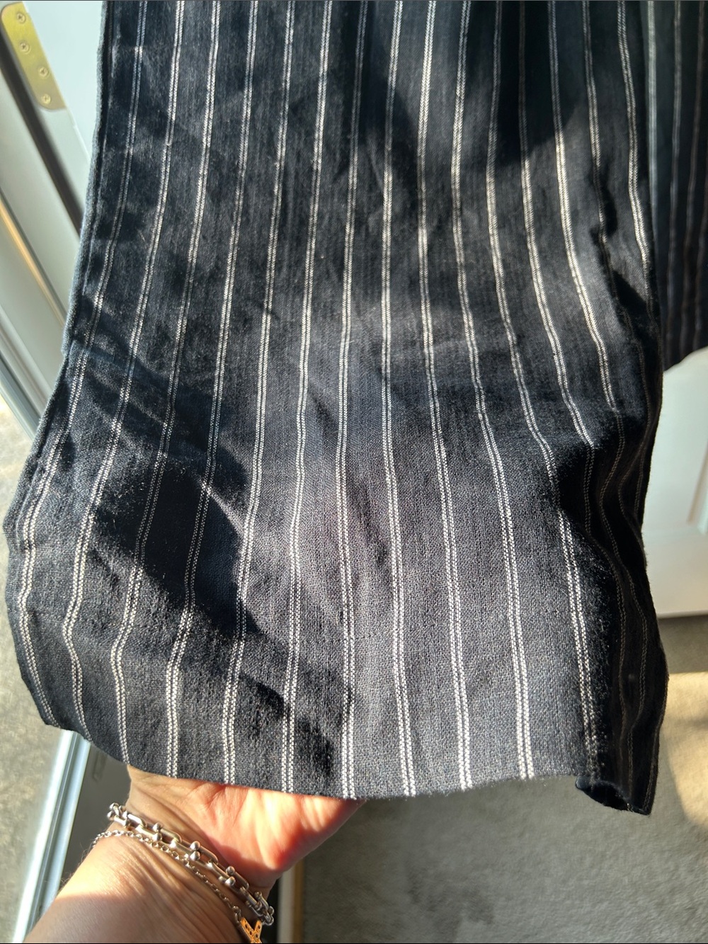 Maurices Black Pinstripe Wide Leg Pants Large Long - Picture 6 of 10